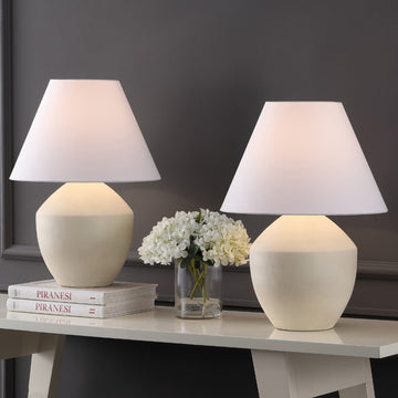 Ralf 20.5" Minimalist Scandinavian Resin/Iron LED Table Lamp - JONATHAN Y